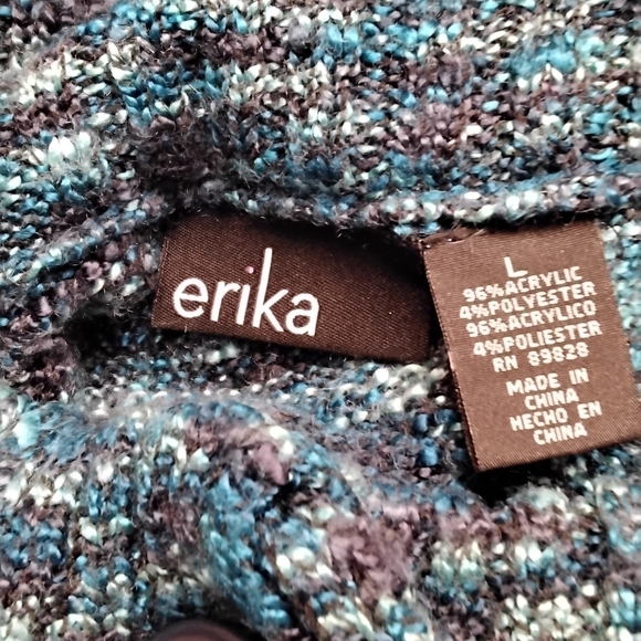 Erika Marled Blue Short Sleeve Cardigan    Size L - Picture 4 of 6